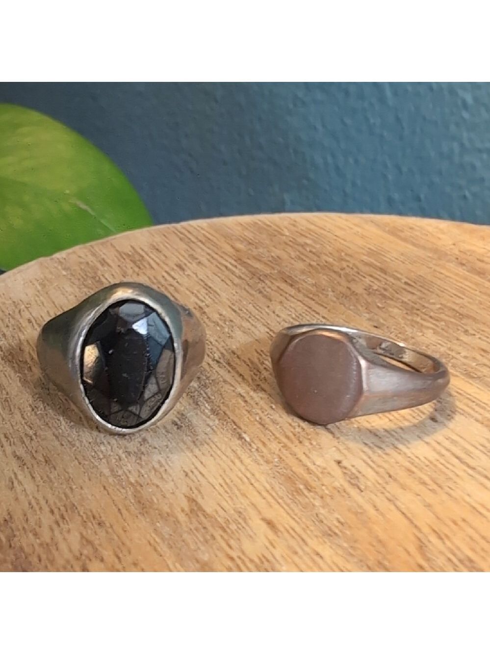 Vintage Monogram & Black Stone Rings